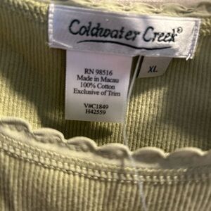 Coldwater Creek Chiffon Trim Tank in Soft Green
